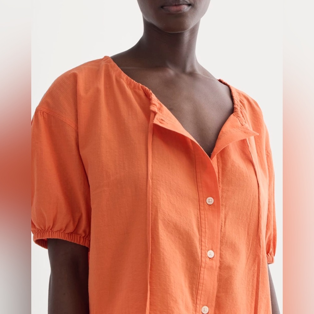 Everlane The Gauze Button Up Top in Soft Orange - Picture 9 of 9